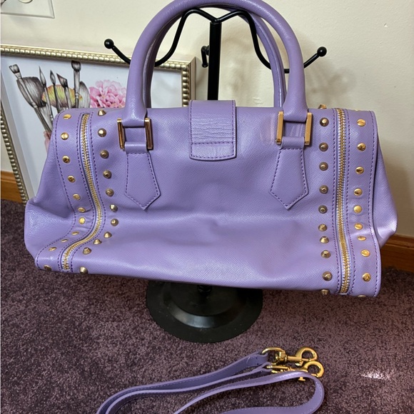 Purple Versus Versace Gold Studded Handbag w Detachable Strap Authenticated - Picture 3 of 10